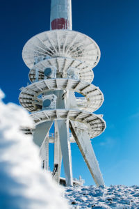 Winter Landscape, Antenna Mast at Brocken, Harz, Germany Winter Landscape, Antenna Mast at Brocken, Harz, Germany